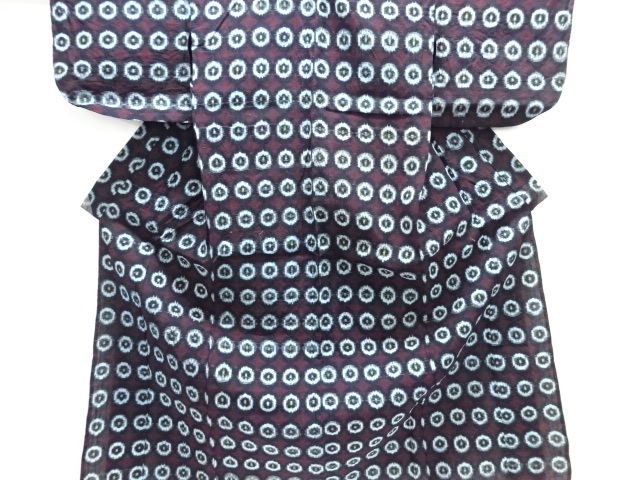 JAPANESE KIMONO / ANTIQUE COTTON AUTHENTIC KURUME KASURI ABSTRACT PATT